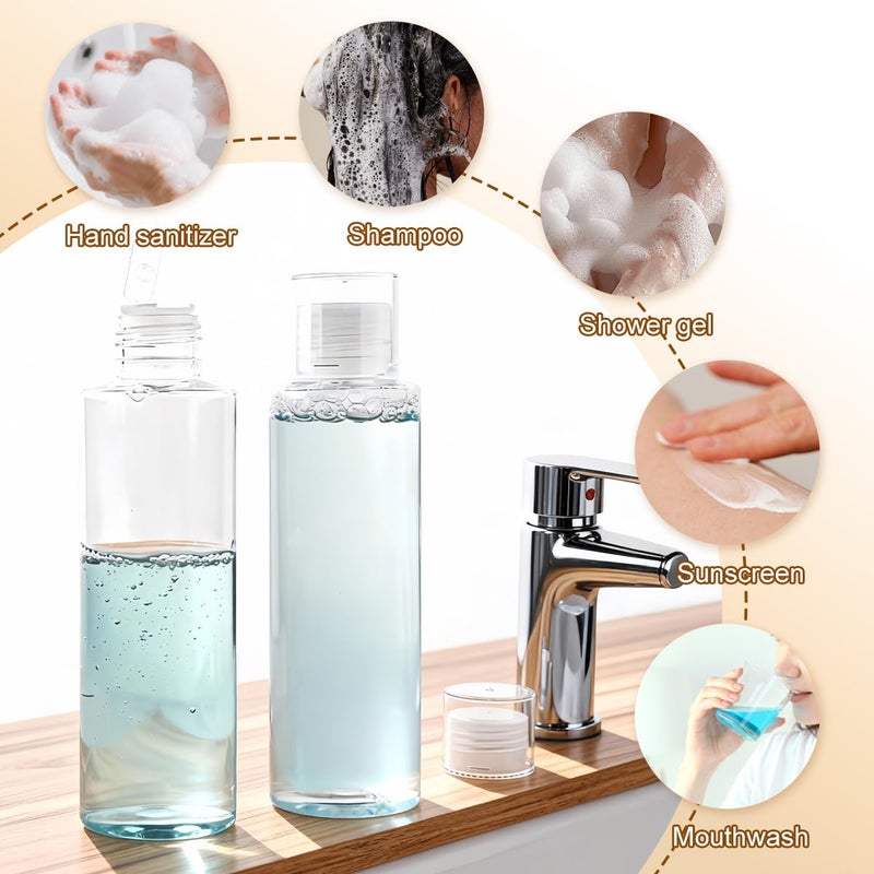 VANTOBEST 6Pcs 100ml/3.4oz Travel Bottles Set - Cosmetic Containers with Orifice Reducer and Screw Lid - Leak Proof Refillable Plastic Bottle for Toner Lotion Emulsion Shampoo Shower Gel - Image 4
